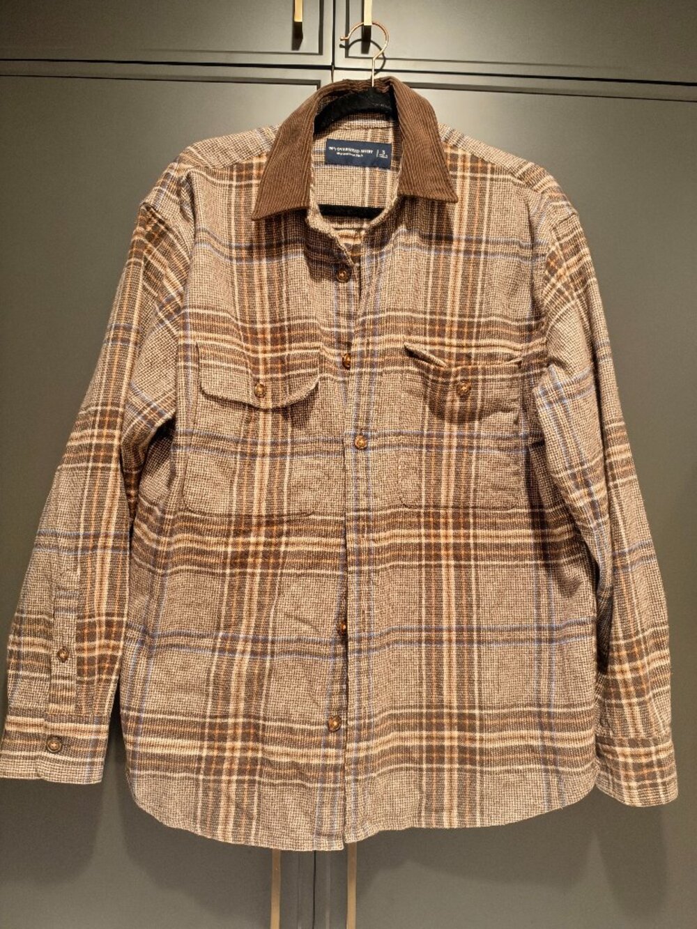 Abercrombie & Fitch 90s Oversized Plaid Shirt Corduroy Collar Small